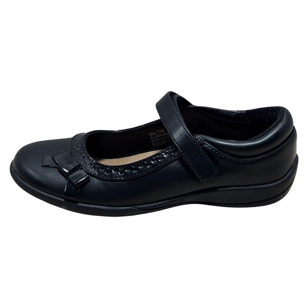 Nina Kids Mary Jane Shoes Black Patent Bow Strap Dress School Girls 13M